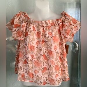 PPLA CLOTHING OFF THE SHOULDER FLORAL PATTERN BLOUSE